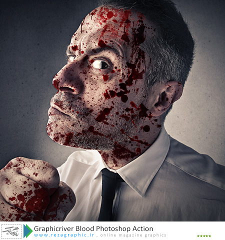 اکشن افکت چهره خونی فتوشاپ گرافیک ریور - Graphicriver Blood Photoshop Action